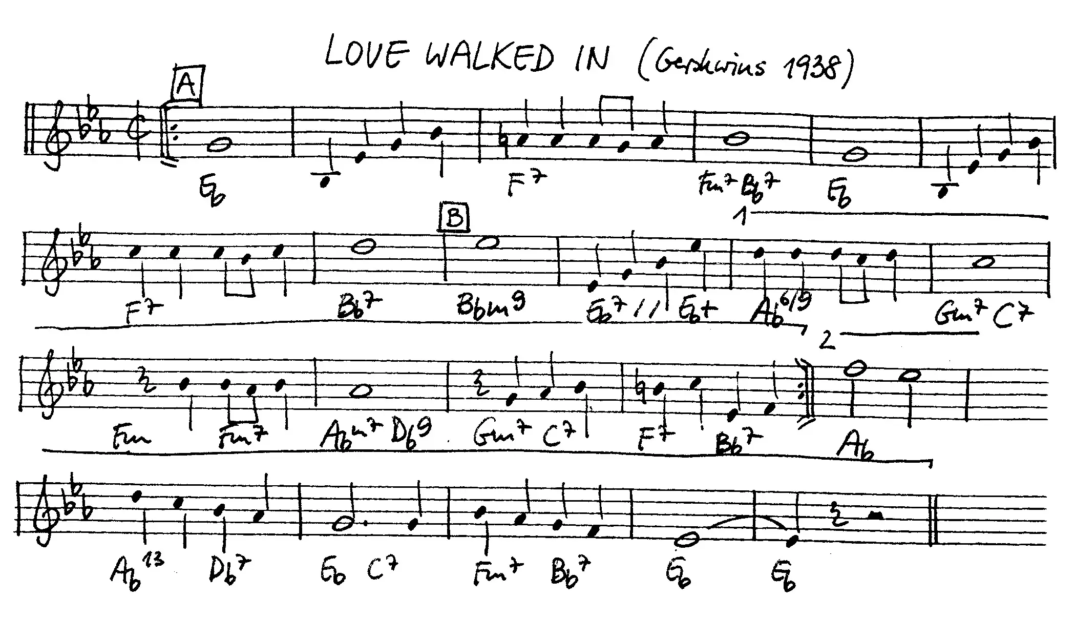 love walked in free jazz leadsheet - Courtesy of the Jungle Jazz Band